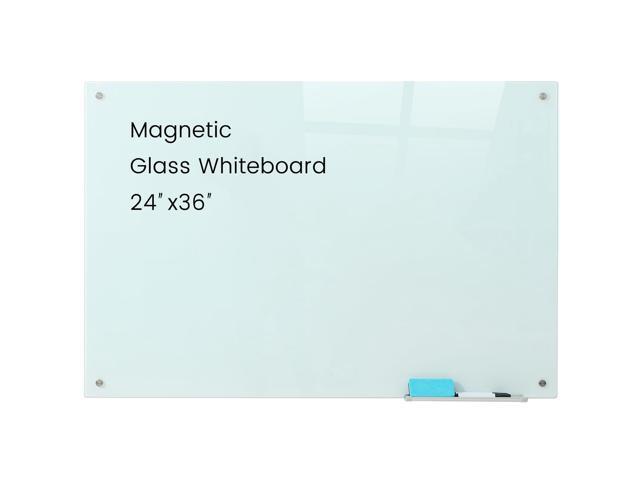 Glass Magnetic White Board - 36 x24 Inches Frameless Dry Erase Glass Whiteboard for Wall, Writing Board for Office, Classroom, Home and Presentation