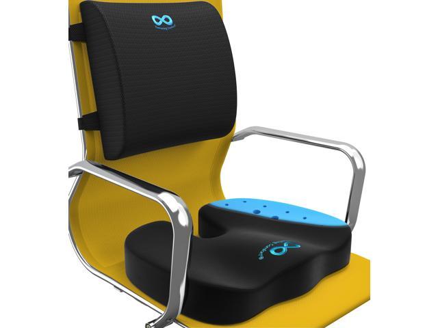 Lumbar Support & Gel Infused Seat Cushion Bundle - Perfect for Desk, Car, Office, Gaming Chairs - Enhance Posture - Multi-Use Cushions for Back,.