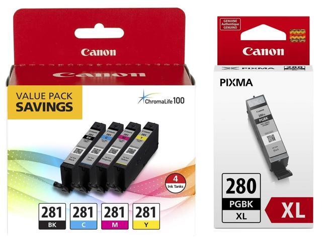 CLI-281 BKCMY 4-Color Ink Tank Value Pack (2091C005) PGI-280 XL Pigment Black Ink Tank (2021C001)
