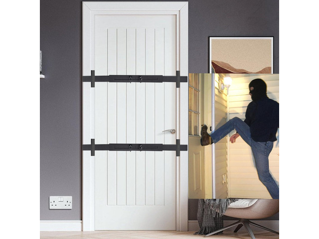 Door Security Door Bar (Black 2 Sets - Heavy Duty) Use as Door Security Bar -Door Reinforcement Lock,Protect the Security of the Entire Door. Fits...