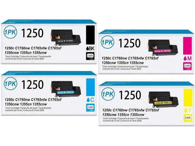 4-Pack 1250 810WH C5GC3 XMX5D WM2JC (1BK/1C/1M/1Y) Toner Cartridge PIONOS Replacement for DELL 1250c C1760nw C1765nfw C1765nf 1355cnw Printer