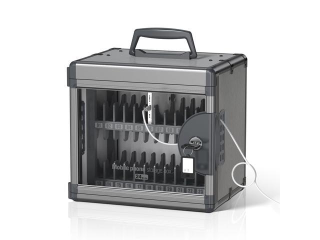 24 Slots Cell Phone Locker for Classroom with Key, Portable Mobile Phone Storage Box with Handle & Charging Hole, Phone Lock Box Wall Mounted for.