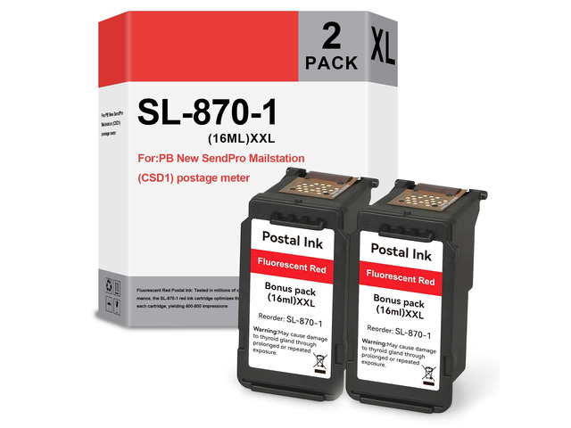 SL-870-1 XXL Red Ink Cartridge Sendpro Mailstation High Capacity Compatible with Pitney Bowes SL-870-1 Red Ink Cartridge New SendPro Mailstation...