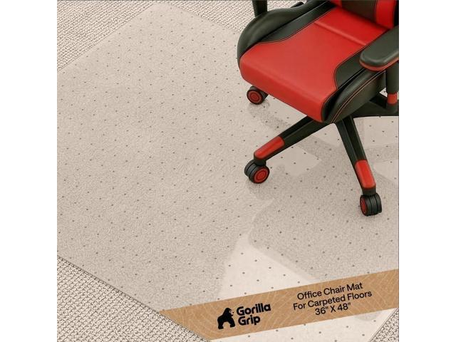 Slip Resistant Office Chair Mat for Carpet Floors, 36x48 Smooth Rolling Glide Under Desk, Heavy Duty Plastic Computer Mats and Carpeted Floor...