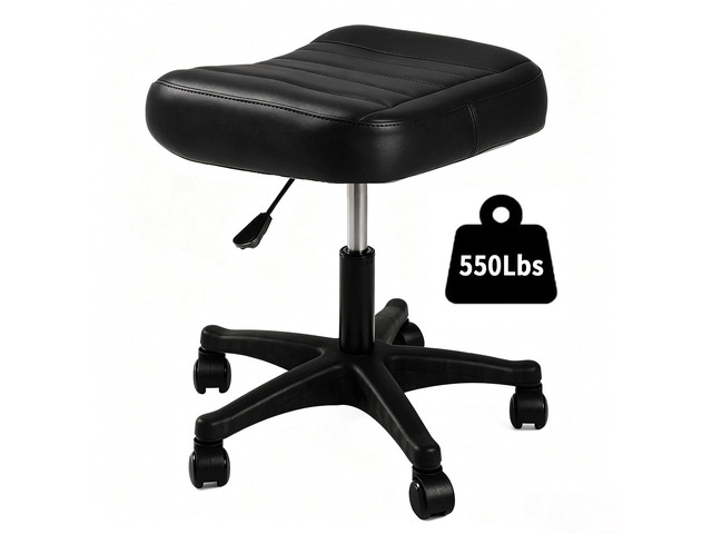 Ergonomic Adjustable Under Desk Footrest,Ottoman with Wheels 500lbs 360Â° swivel Silent PU casters Thick 2.36' Seat Rolling Stool with Wheels for...