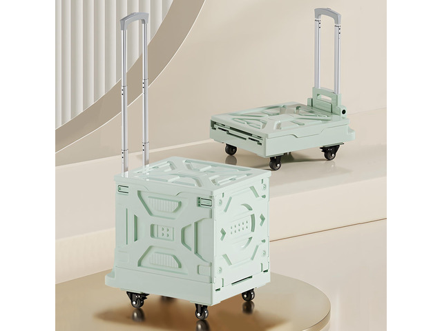 66LHeavy-Duty 2-in-1 Foldable Utility Cart, Large Capacity Rolling Crate, Thickened Material with Silent Swivel Wheels, Dual Modes (Basket/Flatbed)...