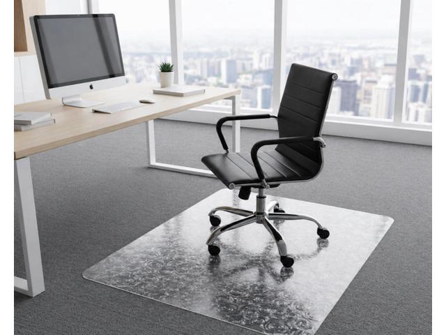 45'x53' Rose Pattern Office Chair Mat, Clear Carpet Floor Protector Studded anti-slip backing for low/medium pile carpet, crack-resistant, smooth.