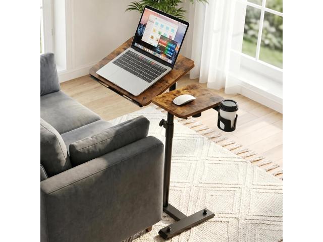 Small Standing Desk Rolling Table Adjustable Height, Laptop Mobile Stand with Wheels, Overbed Table, Portable Computer Workstation with Tiltable...