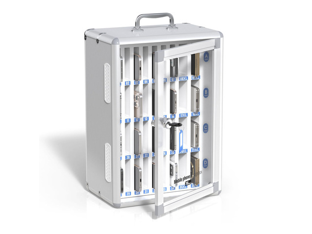 36 Slots Cell Phone Locker, Classroom Phone Storage Cabinet with Key, Wall MountedAluminum Alloy Phone Lock Box, Mobile Phone Lockbox with Handle...
