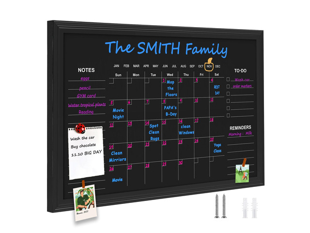 Large Magnetic Chalkboard Calendar,24' × 36' Family Planner Chalk Board Monthly and Weekly Chalkboard, Family Calendar Chalk Board for...