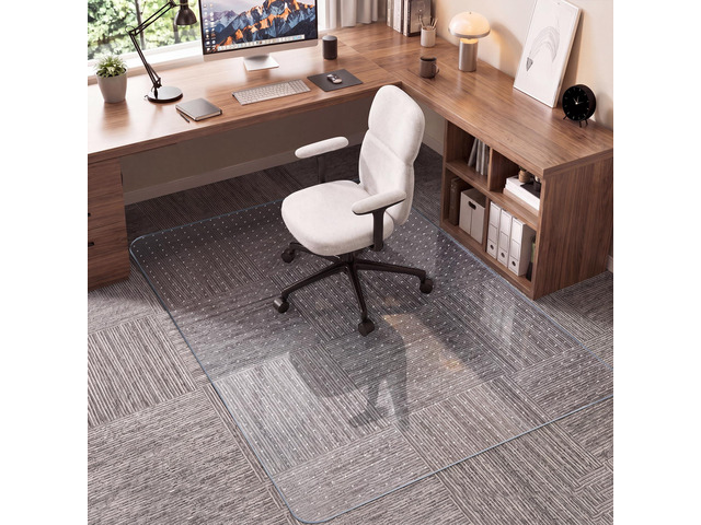 Office Chair Mat for Carpet, 48'× 60' Heavy-Duty Clear PVC Carpet Protector Mat, Non-Slip Desk Floor Mat for Low Pile Carpet, Smooth Glide, Ideal...