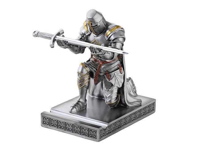 Medieval Templar Vanguard Officer Knight Pen Holder Desk Organizers Silver Pencil Stand Paperweight Desktop Decoration Accessories Cell Phone.