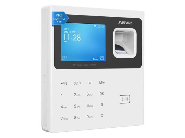Time Clocks for Employees Small Business - Forever Free Cloud Software - W1 Pro Fingerprint Biometric Clock in and Out Attendance Machine, White