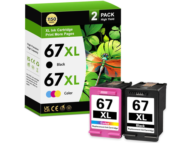 67XL Ink Cartridges Black Color Combo Pack Replacement for HP 67 67xl Ink for Envy 6000e 6400e 6452e 6458e 6455e 6065e Deskjet 4255e 2855e 2734e...