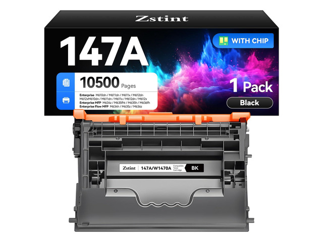 147A Black Toner Cartridge 1-Pack High Yield with Chip Replacement for HP 147A W1470A Toner Cartridges Compatible with HP Laser Jet Enterprise Flow...