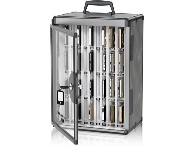 36 Slots Cell Phone Locker, Classroom Phone Storage Cabinet with Key, Wall Mounted Aluminum Alloy Phone Lock Box, Mobile Phone Lockbox with Handle...