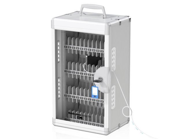 48 Slots Cell Phone Locker with Key for Classroom, Phone Storage Box Portable with Handle, Wall Mounted, Type-C Charging Holes, Sturdy Aluminum...