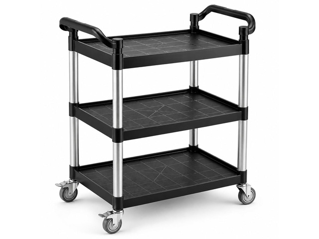 3-Tier Rolling Utility Cart with 2 Locking Brakes, 520 Lbs Heavy Duty 31.5'x15.7'x40.6' Commercial Service Cart, Tangle-Free Silent Wheels for...