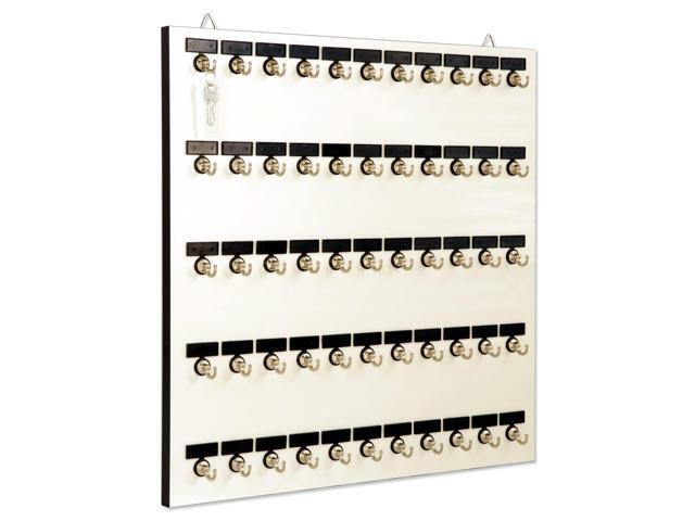 Key Rack, Key Holder # 55MWN, Extra Space 55 Bolted Metal Hooks with Customize Nameplate, (60 Sets of Tag & Ring Included) - Made in USA