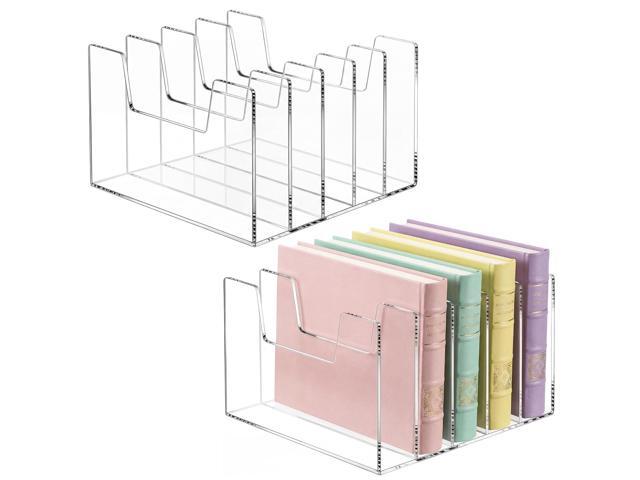 2 Pack 5 Section Clear Acrylic Desktop File Organizer Vertical File Sorter 4mm Thick, Large Capacity Upright Magazine Organizer, Book Paper,.