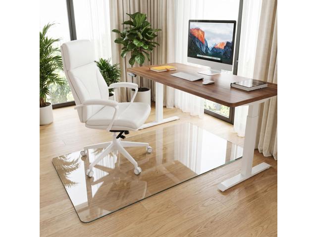 Tempered Glass Chair Mat for Hardwood Floor & Low Pile Carpet, 30' x 55' Heavy Duty Office Chair Mat with Non-Slip Pads, Scratch Resistant Floor...