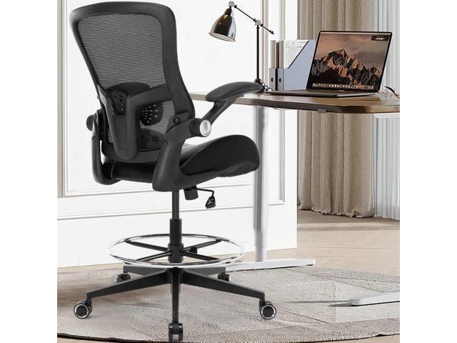 Drafting Chair, Tall Office Chair with PU Leather Seat, Standing Desk Chair Counter Height Office Chairs with 21.65'' Footrest Ring and Adjustable...