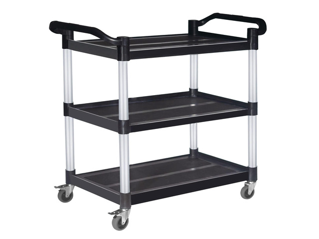 Plastic Utility Cart with Wheels Lockable, Heavy Duty Restaurant Cart, Service Cart for/Home/Office/Warehouse/Kitchen/Workshop,390 Lbs,2 Handles,...