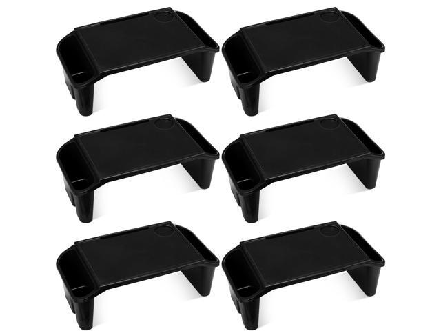6 Pcs Kids Lap Desk Tray with Storage Plastic Breakfast Laptop Trays with Side Pockets and Slot Portable Lap Bed Table for Writing Eating Game.