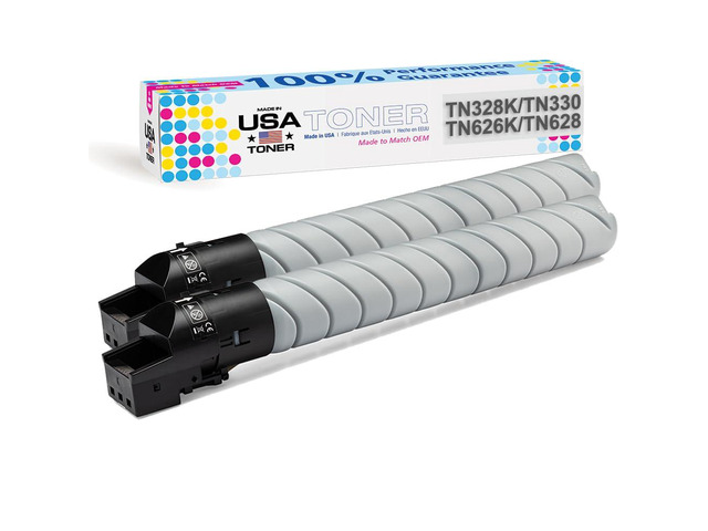 Compatible Replacement for use in Konica Minolta bizhub C250i, C300i, C360i, TN328K (Black, 2 pk)