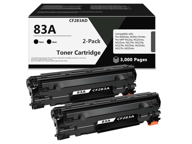 83A Black Toner Cartridges (2-Pack) Compatible Replacement for HP 83A CF283A Toner Cartridge Compatible with Laser Pro M125 M127 M201 M225 Series...