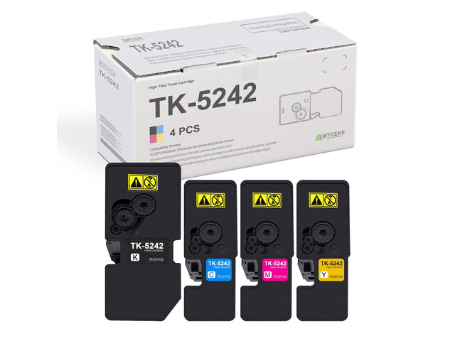 4 Pack TK5242 Toner Cartridge TK5242K TK5242C TK5242M TK5242Y Compatible TK-5242 Toner Replacement for Kyocera ECOSYS P5026cdn P5026cdw M5526cdn...