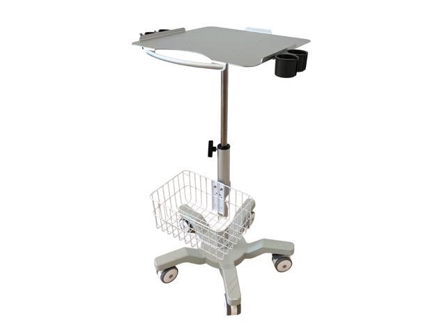 Height Adjustable Mobile Ultrasound Cart with Probe Holders, Wire Basket & Lockable Wheels Medical Utility Trolley for Laptop-Style Ultrasound...