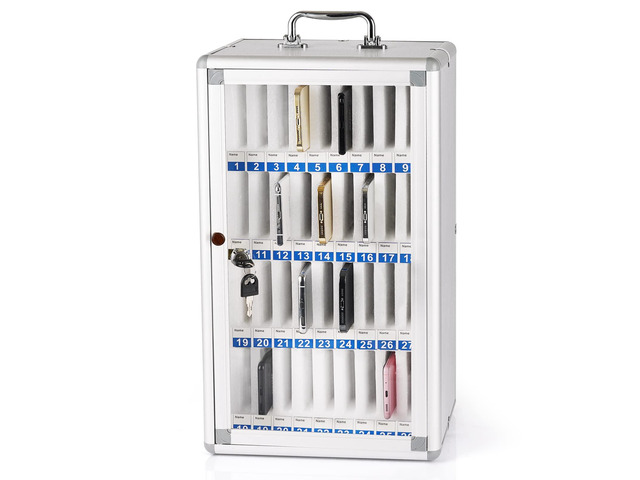 36 Slots Aluminum Alloy Cell Phone Locker, Phone Holder for Classroom Cell Phone Lock Box, Wall-Mounted Phone Holder with a Locked, Phone Storage...