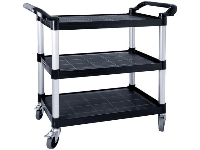 Utility Carts with Wheels, Large Size 3 Tier Rolling Cart with Lockable Wheels, Heavy Duty 600lbs Capacity Food Service Cart for Restaurant,...