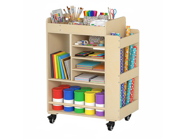 3-Tier Wooden Art Cart Organizer with Wheels, Art Storage Cart Rolling Art Activity Cart, Art and Craft Storage Cabinet, Multi-Functional DIY...