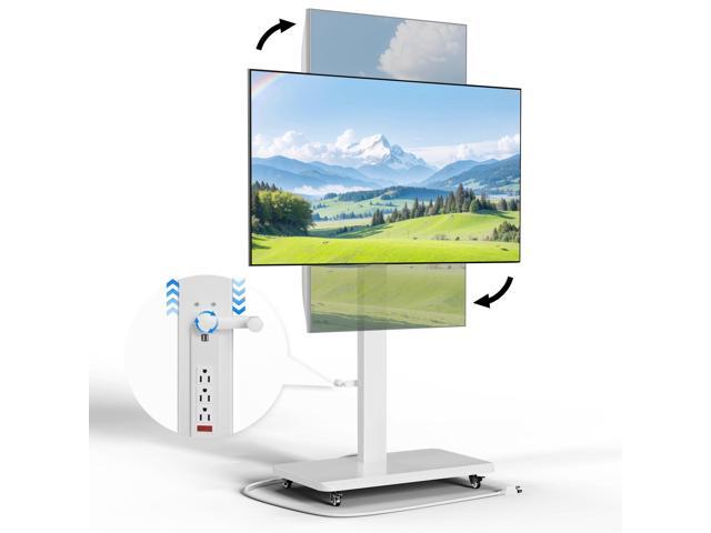 Mobile TV Stand for 32-75inch TVs with Power Outlet TV Cart with Wheels Height Adjustable with Handle Stepless Lift,Rolling TV Stand with 90.