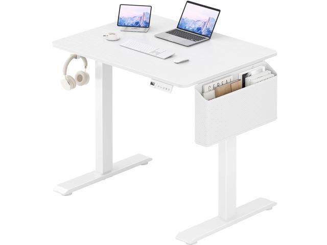 White Electric Standing Desk - 32 Inch Small Adjustable Height Stand up Desk for Writing Study Work, Mini Sit to Stand Desks Workstation for Small...
