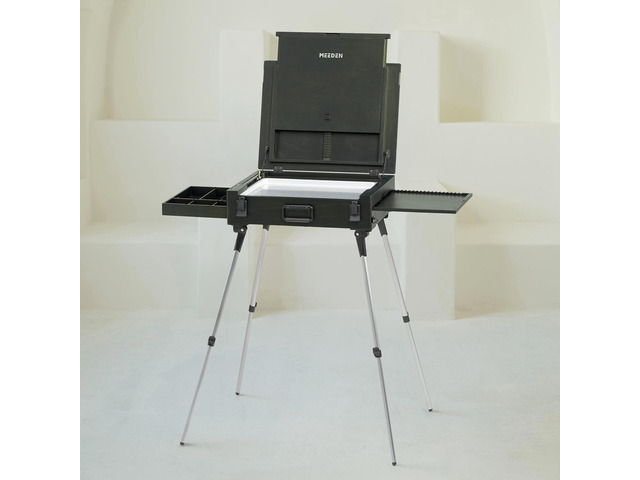 PRO French Easel Box: 21lb/9.5kg Heavy Duty Plein Air Sketchbox Easel for Oil Painting - Boxwood Folding Artist Easel with 4 Aluminum Legs &...