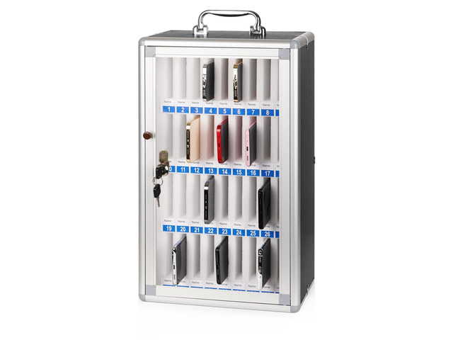 36 Slots Aluminum Alloy Cell Phone Locker, Phone Holder for Classroom Cell Phone Lock Box, Wall-Mounted Phone Holder with a Locked, Phone Storage...