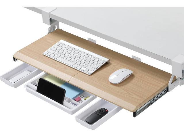 Keyboard Tray Under Desk, Pull Out Keyboard & Mouse Tray with C-clamp, Ergonomic Desk Keyboard Tray Slide Out, Pull Out Platform Drawer for Home...