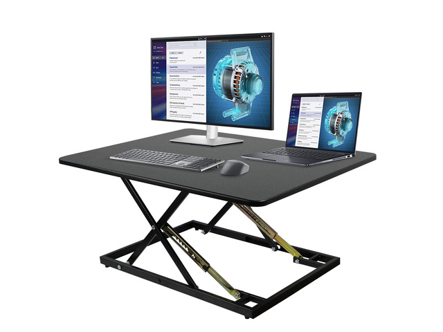 32in Desk Riser for Standing or Sitting, Large Standing Desk Converter, Height Adjustable Sit Stand Desk Converter, Fully Assembled Monitor Laptop...