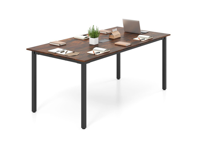 6 FT Conference Table for 8-10 People, Modern 71' L x 35.5' W Large Meeting Table with Metal Frames, Rectangle Conference Room Table with Cable...
