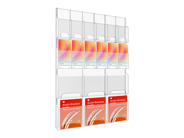 Acrylic Brochure Holder Wall Mount, Magazine and Pamphlet Display, Clear Literature Organizer Rack for 12 Pamphlets and 6 Magazines, Flyer Pamphlet...