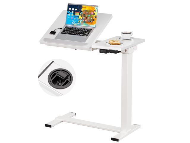 Small Electric Standing Desk, Overbed Table Wireless Tilt Top with Hidden Wheels, 27.6Ã—15.8 Inch Adjustable Rolling Laptop Desk, USB-C Rechargeable.