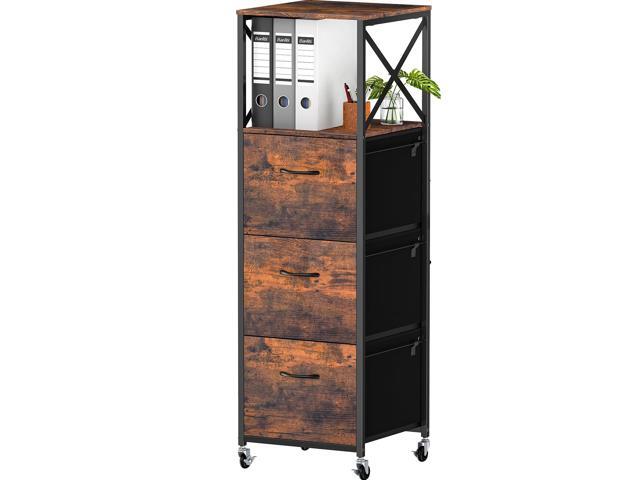 3 Drawers File Cabinet, Vertical Filing Cabinets for Home Office, Non-woven Fabric Drawer with Adjustable Hanging File Folders, A4/Letter Size,...