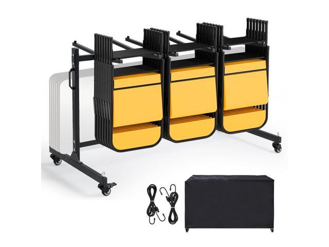 Folding Chair Cart, Heavy Duty Chair Storage Dolly Holds 42 Chairs or 12 Tables, 400 lb Capacity Rolling Chair Rack with Swivel Casters, Dust Cover.
