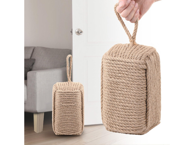 2 Pcs Rope Door Stop Decorative Door Stop with Handle 8.8lb Square Heavy Weighted Stoppers for Outdoor Inside Window Home to Keep Open New Home...