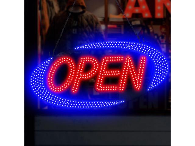 Led Open Signs for Business 30x13 inch Large Store Sign w/Remote Control Window Wall Door Bar Resturant Coffee Salon,ON/OFF Switch Red/Blue