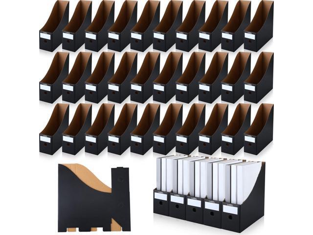 50 Pcs Cardboard Magazine Holder Magazine File Holder Magazine Storage Box Document Magazine File Organizer with 50 Pcs Labels for School Office.