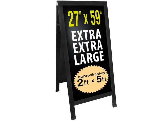 Sandwich Board Sidewalk Chalkboard Sign: Reinforced, Heavy-Duty/Double Sided/Large 59x27 Chalk Board Standing Sign A-Frame (Black)